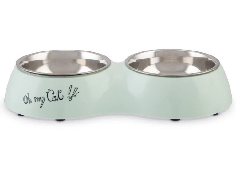 Beeztees Voer- En Drinkbak Oh My Cat Mint 2 X 160 Ml