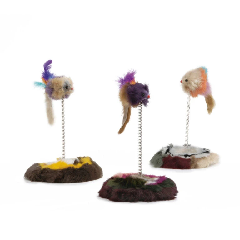 Beeztees Muis Op Springveer Assorti